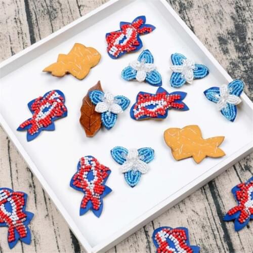 Maxsin 1 Pcs High Quality Hand-beaded Leather Cartoon Fish Flower Hand-sewn Garment Decoration Handbag Shoes Hat Patch DIY