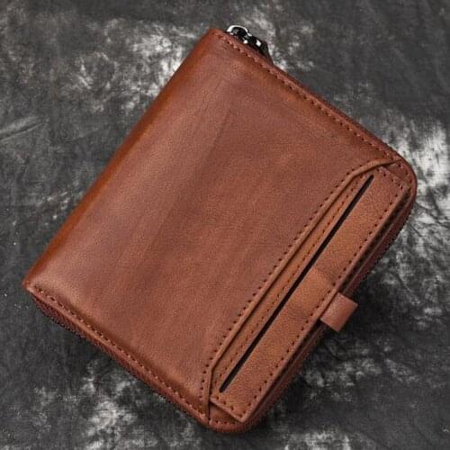 Genuine Leather Men Short Wallet High Quality Wallets Vintage Pocket ID/Credit Card Holder Short Designer Mini Purse New