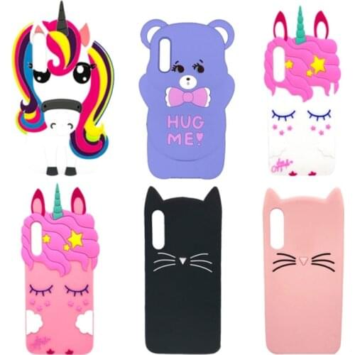 Soft Silicone Case For Coque Samsung Galaxy A50 Cute 3D Unicorn Bear Cat Phone Case For Etui Samsung A50 A 50 SM-A505F Cover