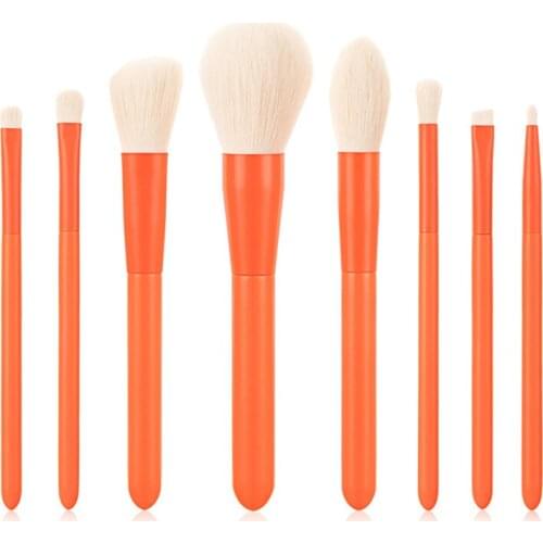 8Pcs/set Makeup Brushes Set Orange For Foundation Blush Eyeshadow Concealer Powder Lip Make Up Cosmetics Brush Makeup Pen
