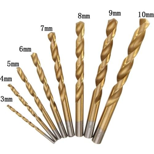 8Pcs 3-10mm Titanium Coated Twist Drill Bit High Steel for Woodworking Plastic And Aluminum HSS Drill Bit Set