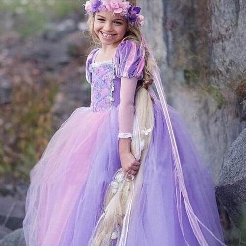 Fancy Cosplay Long Sleeve Princess Dress Kids Dresses for Girls Halloween Role Play Prom Gown Princess Costume Dress