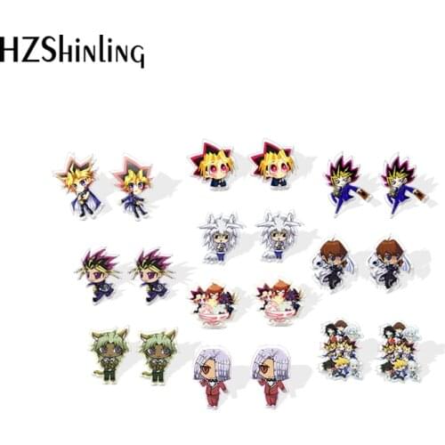 2020 New Yu Gi Oh Stud Earring Anime Acrylic Earrings Resin Epoxy Handmade Jewelry Gifts for Fan