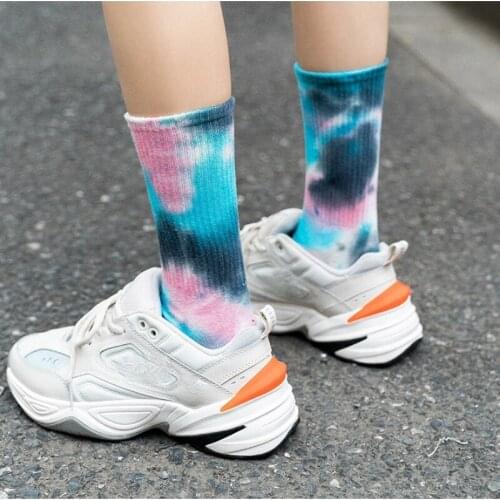 Novelties tie dye socks long fashion street style Womens Cotton Man basketball skate Fancy happy socks men Hip hop Pair Lots