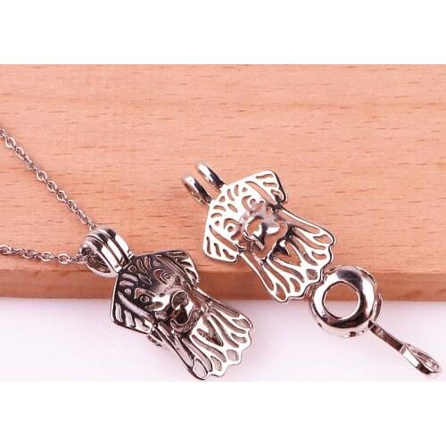 Alloy Puppy dog Bead Pearl Locket Cage Essential Oil With Stainless Steel Chain Necklaces Handmade Women Gift Jewelry