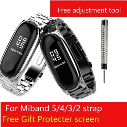 Stainless Steel WristBand for Xiaomi MiBand5 Strap for Miband 4 3 2 Metal belt for MiBand5 Smart watch Strap Accessories