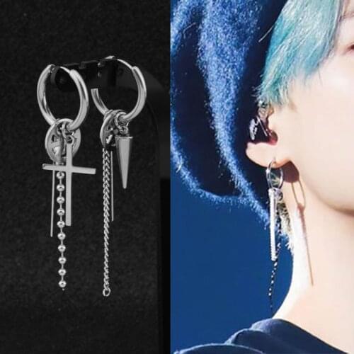 Rock Hip Hop Grunge Punk Earring Unisex Punk Earring Mens Single Spike Stainless Steel Cross Stud Earring Guys Jewelry