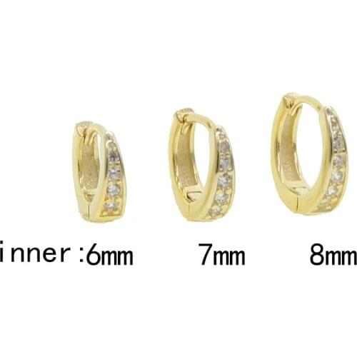 100% 925 Sterling Silver small Mini Hoops 6mm 7mm 8mm Huggies Round earring Clips Loops Piercing Zircon CZ dainty earrings