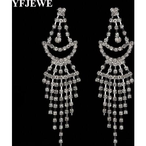 YFJEWE Flower Crystals Earrings for Women silver color Fashion Jewelry Earrings female Ear brincos Pending E509