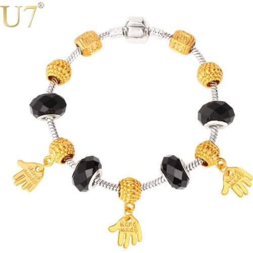 U7 European Bracelets For Women Bead Jewelry Wholesale Hand Charm Crystal Bracelet H626