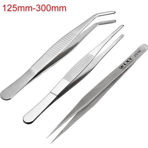 Uxcell 1 Pcs 6.3/7/8/10/12-Inch Length Stainless Steel Straight Blunt/Pointed Tweezers Serrated Tip