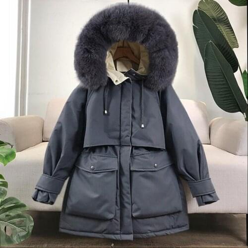 Natural Raccoon Fox Fur Hooded 2021 Winter Down Coat Women Waterproof White Duck Down Jacket Puffer Female Feather Parkas