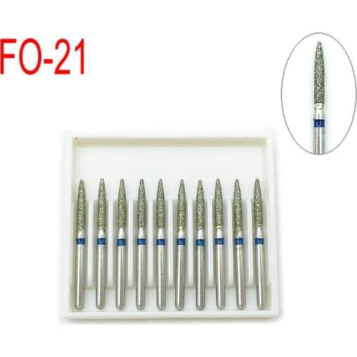 10pcs Hot Sale Dental Diamond FG High Speed Burs for Polishing Smoothing Dental Burs for Dentist FO-21