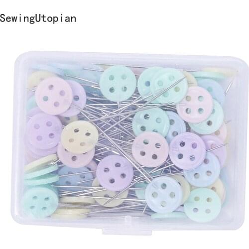 100/50Pcs Patchwork Needle Craft Flower Button Head Pins Embroidery Pins for DIY Quilting Tool Sewing Accessories with Box