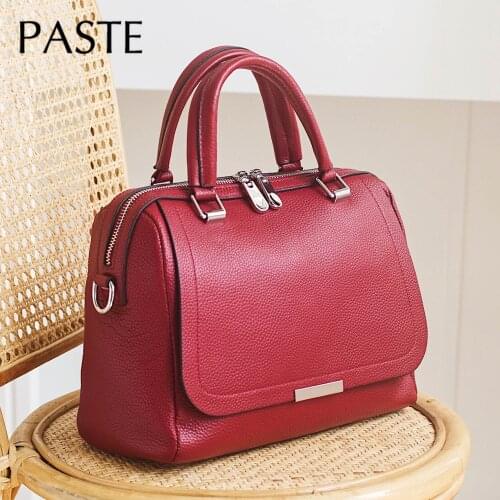 100% Genuine Leather Boston Crossbody Bags for Women 2020 Tote Shouler Bag Luxury Designer Famous Brand Rivet Women Handbags