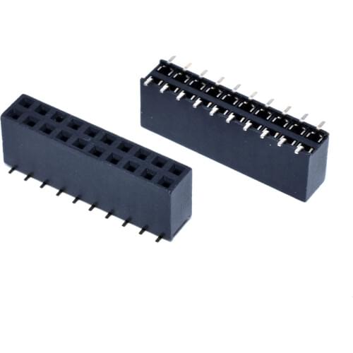 100pcs/lot 2.54mm SMT Double Row Female 20P Straight Header Pitch Socket Strip 2X10 Pin