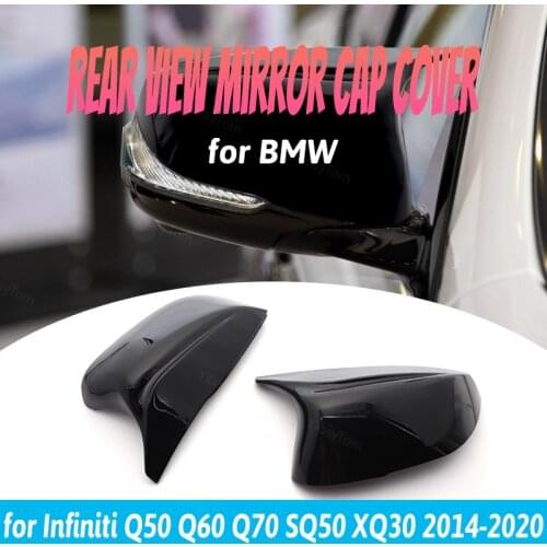 2pcs for Infiniti Q50 Q60 Q70 SQ50 XQ30 2014-2020 Glossy Black Side Mirror Cover Caps Car Styling Shell Accessories Replacement