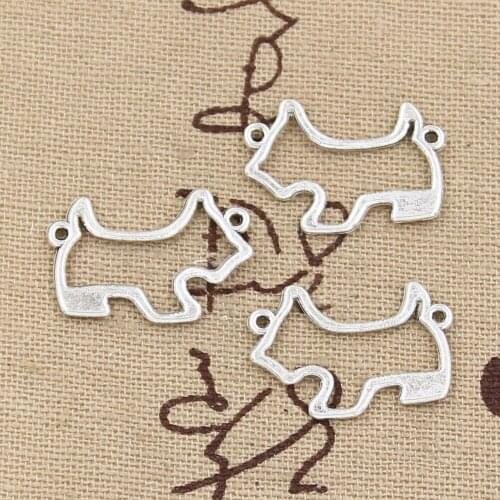 30pcs Charms Puppy Scotty Dog Connector 22x15mm Antique Making Pendant fit,Vintage Tibetan Silver color,DIY Handmade Jewelry