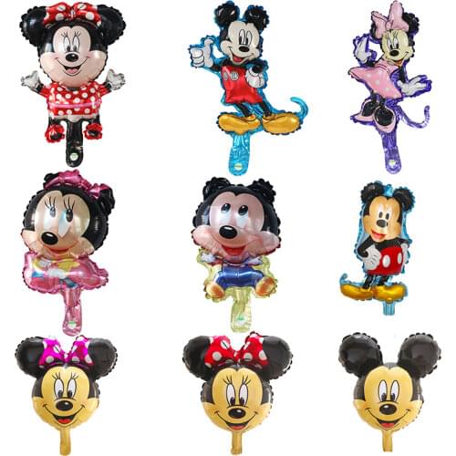 50Pcs Mini Disney Mickey Minnie Foil Balloons Birthday Theme Party Baby Shower Decoration Kids Inflatable Toys Air Globos Ball