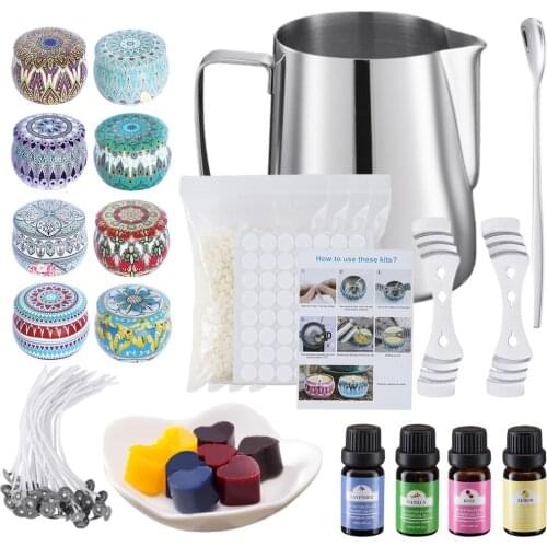 75Pcs DIY Aromatherapy Candle Set Scented Candle Making Kit Soy Wax Handmade Wax Melting Cup Essential Oil Candle DIY Accessory