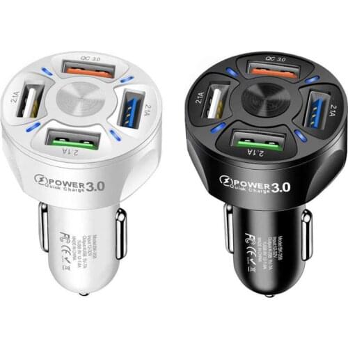 4 Port Car Charger USB Adapter 12V-24V Fast Car Charger USB Adapter 7000mA Power Station Quick Charge 3.0 for iPhone Galaxy