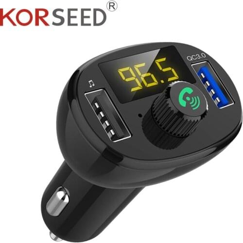 KORSEED QC 3.0 Bluetooth Car Kit Quick Dual USB Car Charger FM Transmitter modulator Audio Music Mp3 Player Handsfree Carkit