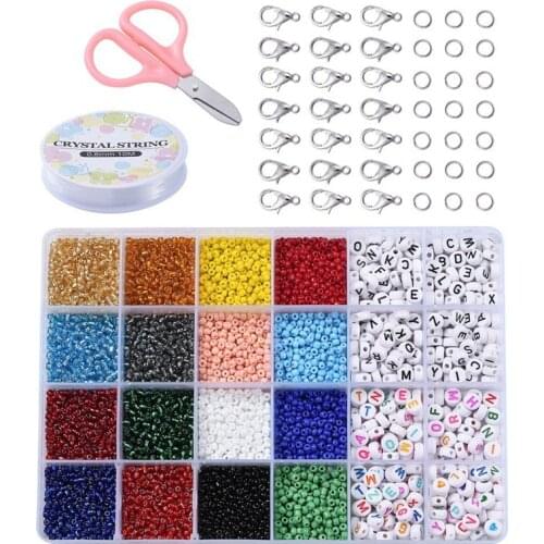 Beads for Jewelry Making Kit,Glass Seed Beads and Alphabet Beads Kit,Beads for Bracelets Making Kit for Girls and Adults