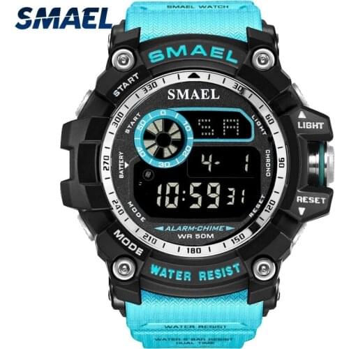 SMAEL Sports Mens Watches Casual Electronic Watch LED Luminous Display Waterproof Automatic Date Update
