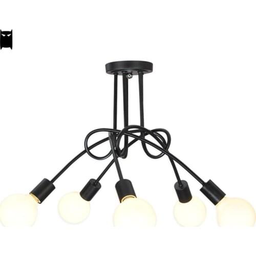 Black Iron Branch Ceiling Light Fixture Modern Korean Nordic Luminiaire Plafon Plafonier Lustre Indoor Home Living Room Bedroom