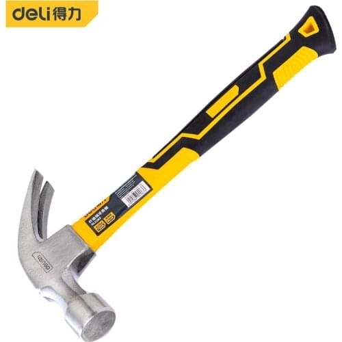 Deli Round Head Fibre Handle Claw Hammer Professional Joinery Home Carpentry V-Horn Hammer Nail Hammer Non-Slip Multi-Function