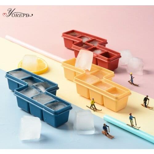 OYOREFD Creative 6 Grid Ice Cube Maker Eco Friendly Plastic Ice Cube Tray Kitchen Bar DIY Square Shape Quick Freeze Ice Mold