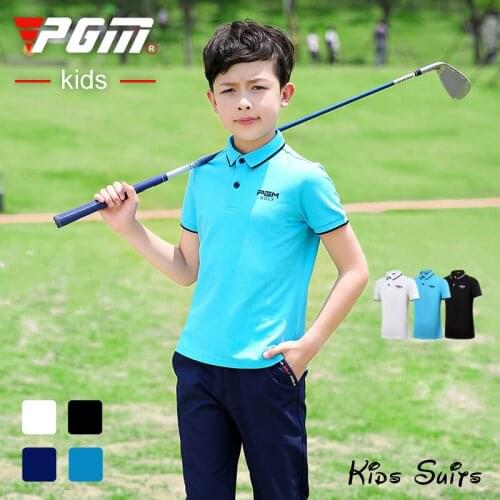 New PGM Professional Golf Childrens Clothing Short Sleeve t-shirt Boys Summer Sports Wear Breathable Dry Fabric Lapel Soft Skin