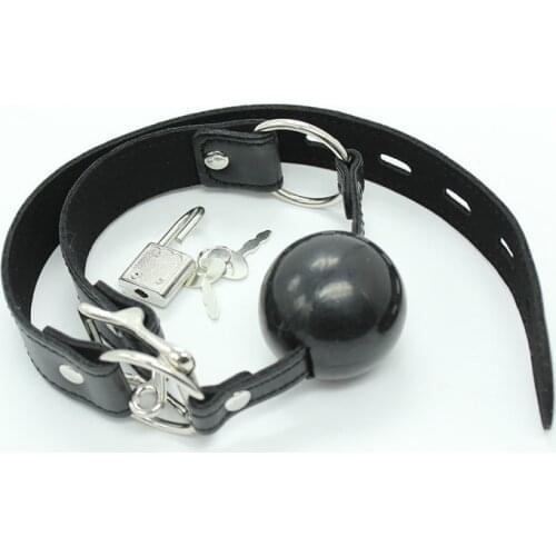 Hot Sale Black Slave Open Mouth Gag PU Leather Belt Black Silicone Ball Gag Mouth Gag Sex Toys For Couples Adult Game Free Lock