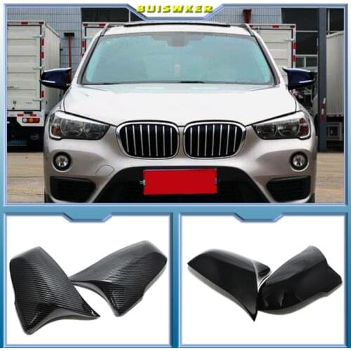 2pcs Car Styling Excellent Black Mirror Cover Caps Carbon Fiber Pattern for BMW 2 Series Z4 X1 X2 F48 F49 F45 F46 F39 F53 G39