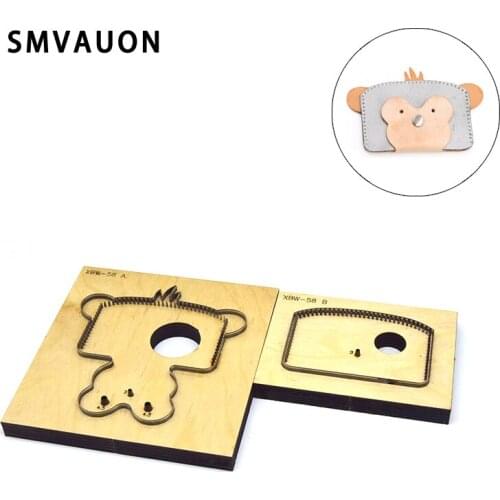 SMVAUON Leather Die Cutter DIY Monkey Coin Purse Credit Card Holder Wallet Japan Steel Punch Cut Mold Wood Die For Leather Craft