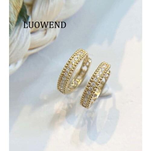 ANI 18K Solid White/Rose/Yellow Gold (AU750) Hoop Earrings Real Natural Diamond Earring for Women Engagement Gift