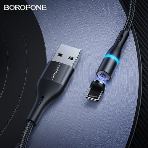 BOROFONE LED Magnetic USB Cable Fast Charging Type C Cable Magnet Charger Data Charge Micro USB Cable for iphone 11 12 Xiaomi 11