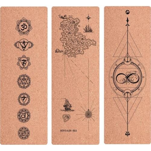 183*65cm Non-slip Cork Yoga Mat Eco-friendly Tpe Gymnastics Exercise Fitness Mat Pilates Exercise Training Mat Yoga Mat Bag