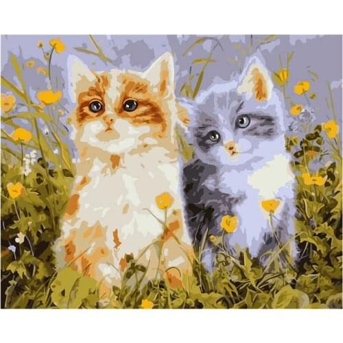 New handmade digital oil painting bedroom living room room decoration can be customized Chinese pastoral style cat 40*50cm