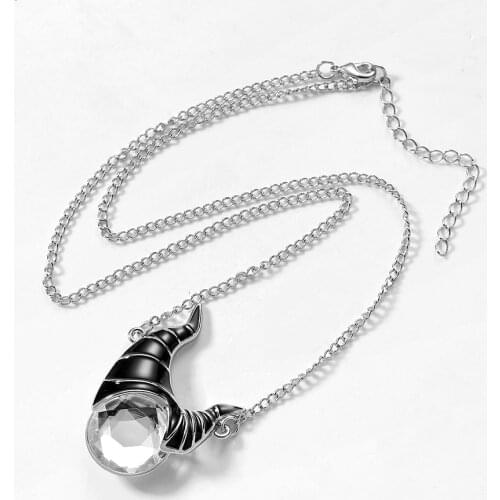Harong Maleficent Horns Necklace Crystals Charms Necklace Women Girl Wear Villain Hiphop Jewelry Party Black Enamel Pendant Gift