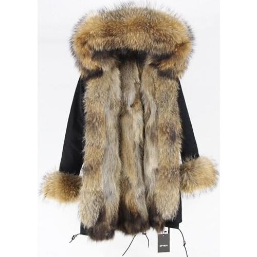 Brand 2020 Winter Jacket Coat New Fur Coat Parkas Women Parka Big Real Raccoon Fur Collar Natural Fox Fur Liner Long Outerwear