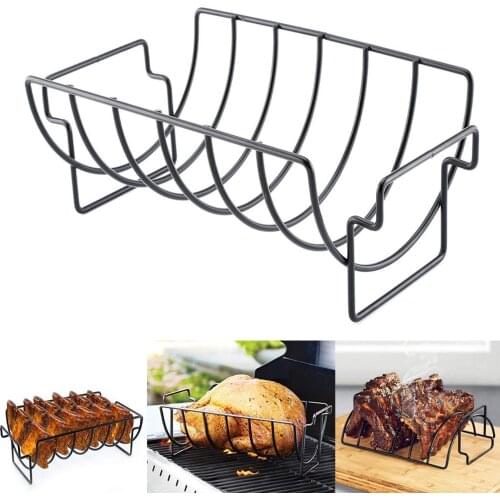 New Non-Stick Stainless Steel Steak Rack Stand Holders Roasting Rib Rotisserie Kitchen Accessories Grilling BBQ Tools