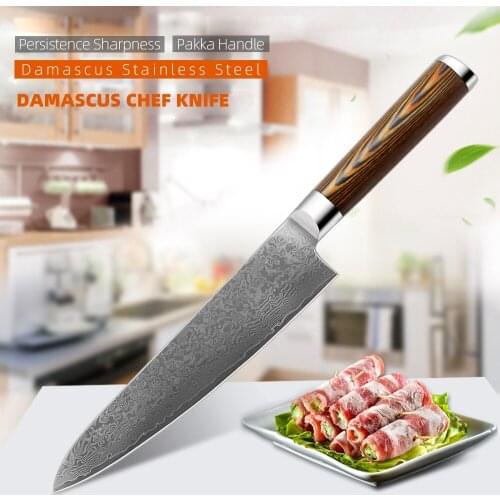 NANHAIONE Luxury 8inch Japanese Damascus 67 Layers Carbon Steel Kitchen Chef Knife/Professional Kitchen Knife Pakka Handle