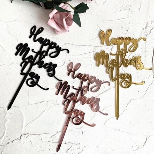 Happy Mothers Day Cake Topper Cupcake Dessert Decoration Supplies Topper Stick for Party Celebration Cake Decoration