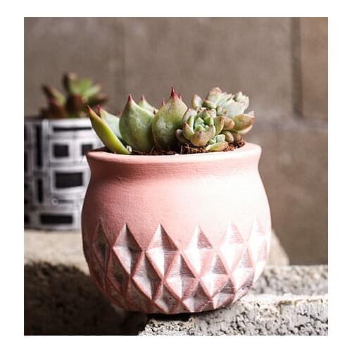 Silicone Mold 3d Vase Multi - Meat Plant Cement Flower Pots European Style Multi - Flower Pots Ceramic Diamond Pattern Mould 001