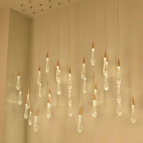 Water-drop Glass Pendant Lights Bedroom Bedside Lamp Post-modern Designer Crystal Pendant Lamp Dining Room Kitchen Hanging Lamps