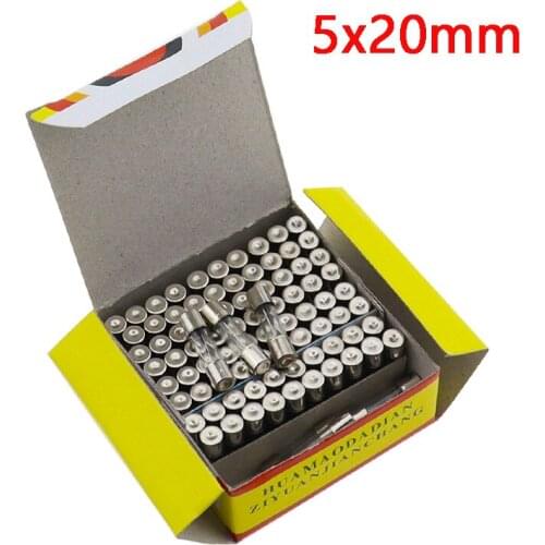 00pcs Hot 5*20 Fast blow Glass Fuse 5x20mm 250V 0.1A 0.5A 1A 2A 2.5A 3A 3.15A 4A 5A 6A 6.3A 8A 10A 15A 20A30A 5*20mm Quick Blow