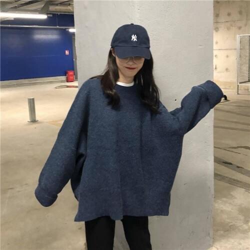 Round neck Long Sleeve Women Sweater Solid Sweater Mujer Loose Casual Winter Korean version Female Pullovers Oversized Sweaters