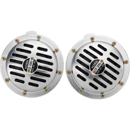 12V 115DB Universal Chrome-Plated Car Horn Compact Super-Sound Car Truck Motorcycle Waterproof Grille Horn Accessories