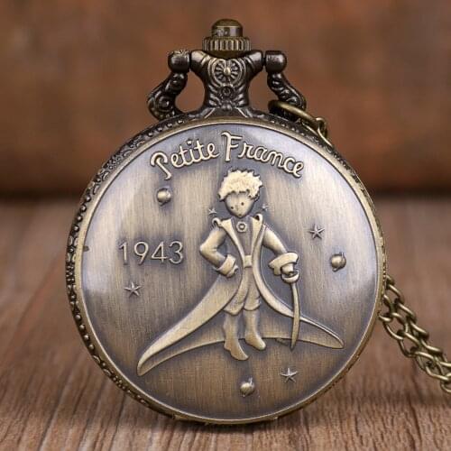 Vintage Hot Pocket Watches Retro Piccolo Principe Quartz Pocket Watches with Pendant Chain for Boys Children